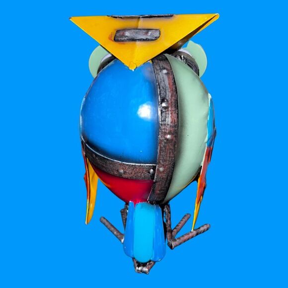 Brilliant Colorful Fused Metal Owl Made From Iron 5”x4” - Picture 3 of 7